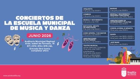 Conciertos de fin de curso de la Escuela de Música y Danza en el Auditorio Municipal Raphael este junio