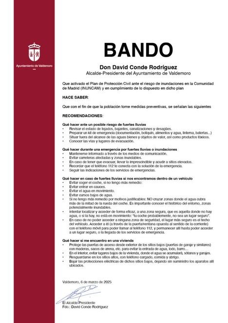 Inundaciones en Madrid: Recomendaciones para la población