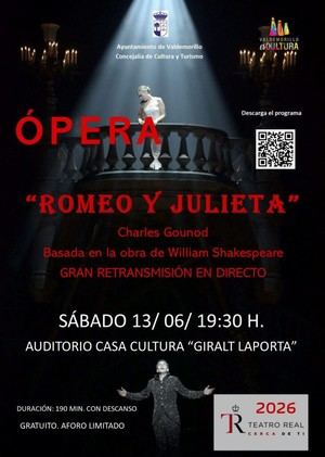 Este sábado, la ópera 'Romeo y Julieta' se retransmitirá en directo desde el Teatro Real en Valdemorillo